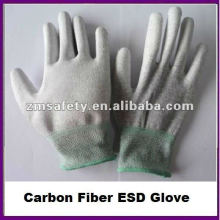 Luva anti estática do ESD da fibra do carbono com a palma do plutônio revestida